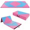 Costway Folding Gymnastics Mat 8' x 4' x 2'' PU Leather Tumbling Exercise Mat Yoga Gym Light Pink+Black/Blue+Black/Pink+Purple/Pink+Black/Pink+Blue/Pink